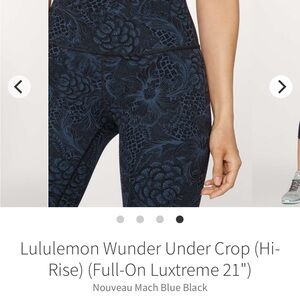 Lululemon Wunder Under Crop (Hi-Rise) (Full-On Luxtreme 21") Size 8